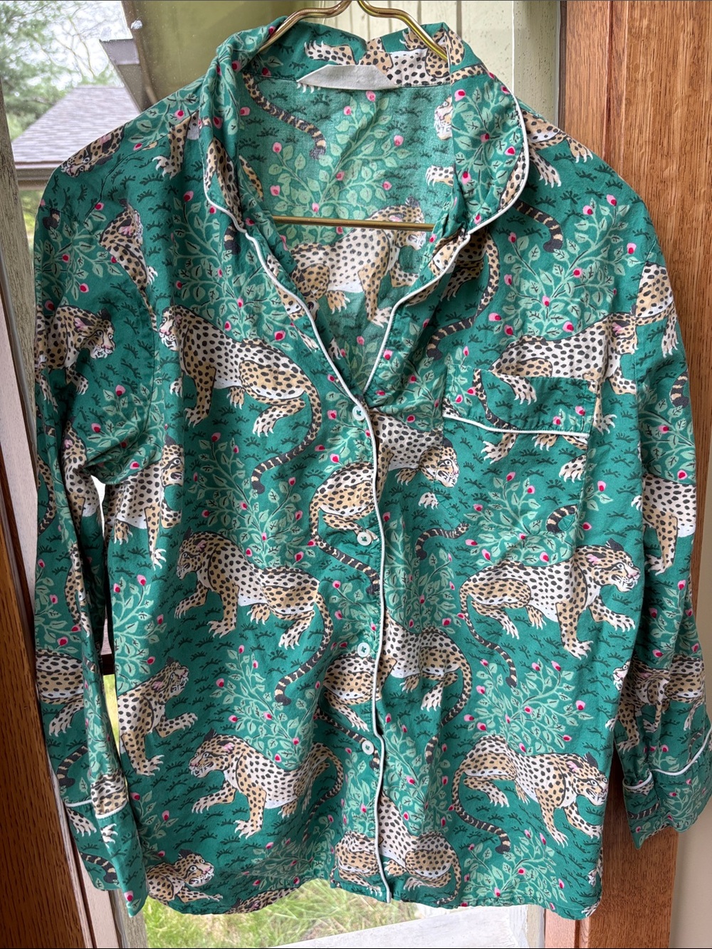 Anthropologie Print Fresh Size Medium Bagheera Pajama Top Leopard 🐆 Night Shirt